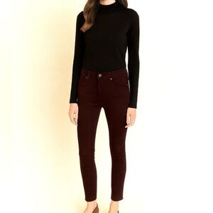 Paige High Rise Skinny Jeans Size 25 Burgundy Plum Stretch Denim Classic Fit
